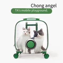

New Fan Cat Litter Box Portable Pet Bag Transparent Square Carrier Large Capacity Ventilated Outside Dog Daily Use Talisman