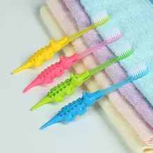 4 шт./лот, детская зубная щетка с рисунком крокодила, детская мягкая щетина, уход за полостью рта, M17C