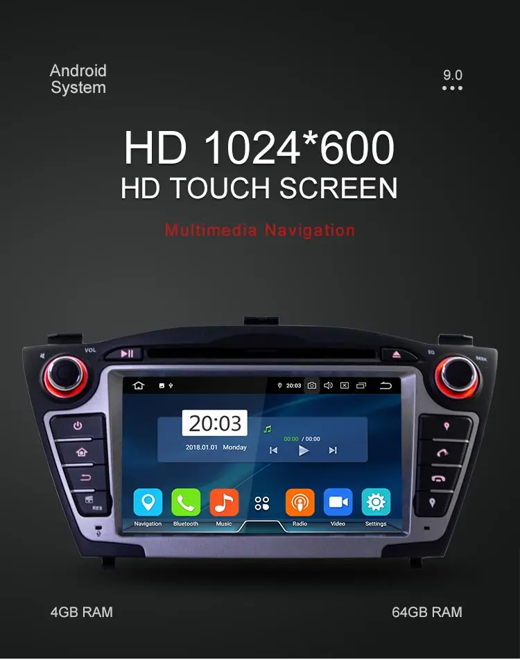 Besina Android 9,0 Автомобильный DVD плеер для hyundai Tucson/IX35 2011 2012 2013 gps 2Din автомобиль радио стерео Мультимедиа Autoaudio WI-FI RDS