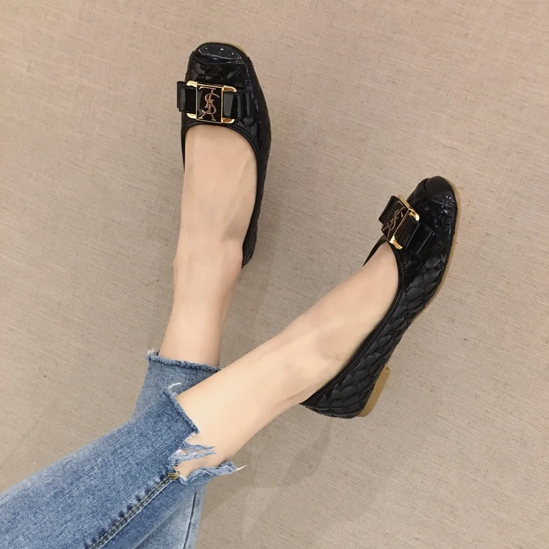 

Women's Summer PU Leather Flat Shoes Round Toe Ballet Flats Casual Leisure OL Moccasins Doug Shoes