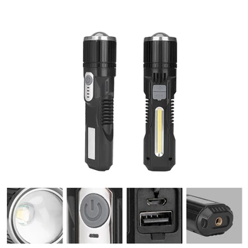 

XANES T6+COB 5Modes Zoomable USB Rechargeable LED Flashlight Outdoor 18650 Lantern with Tripod Camping Torch Lamp Spotlights