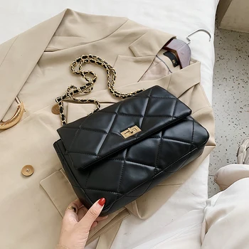 

Small Chain PU Leather Crossbody Bags for Women 2020 Branded Trending Quilted Designer Handbags Trend Luxury Lock Hand Bag