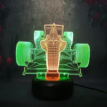 

2019 Cool Race Car 3D Bulb Lamp LED Mixed two-color Table Nightlight Holiday gift Table Bedroom home Deco LED christmas gift Toy