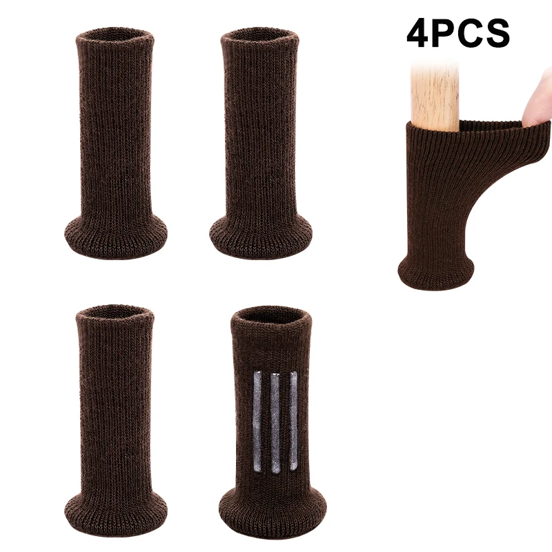 Knitted Table Chair Leg Socks Caps Sofa Stool Leg Cover Non Slip Furniture Feet Pads Hardwood Floor Protector Reduce Noise
