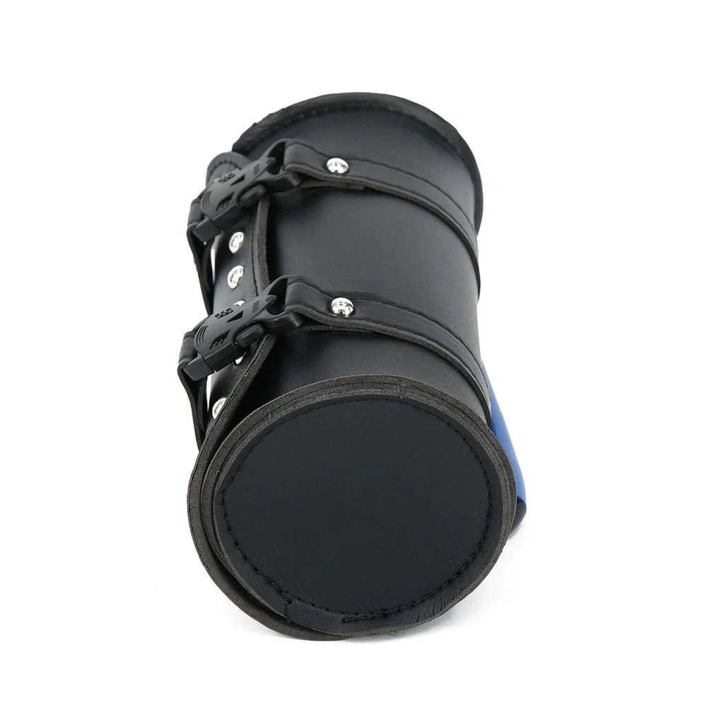 Motorcycle Cruiser Tool Bag Fork Barrel Shape Handlebar Front Fork Bag Black Waterproof Storage Pouch Luggage leather Bag