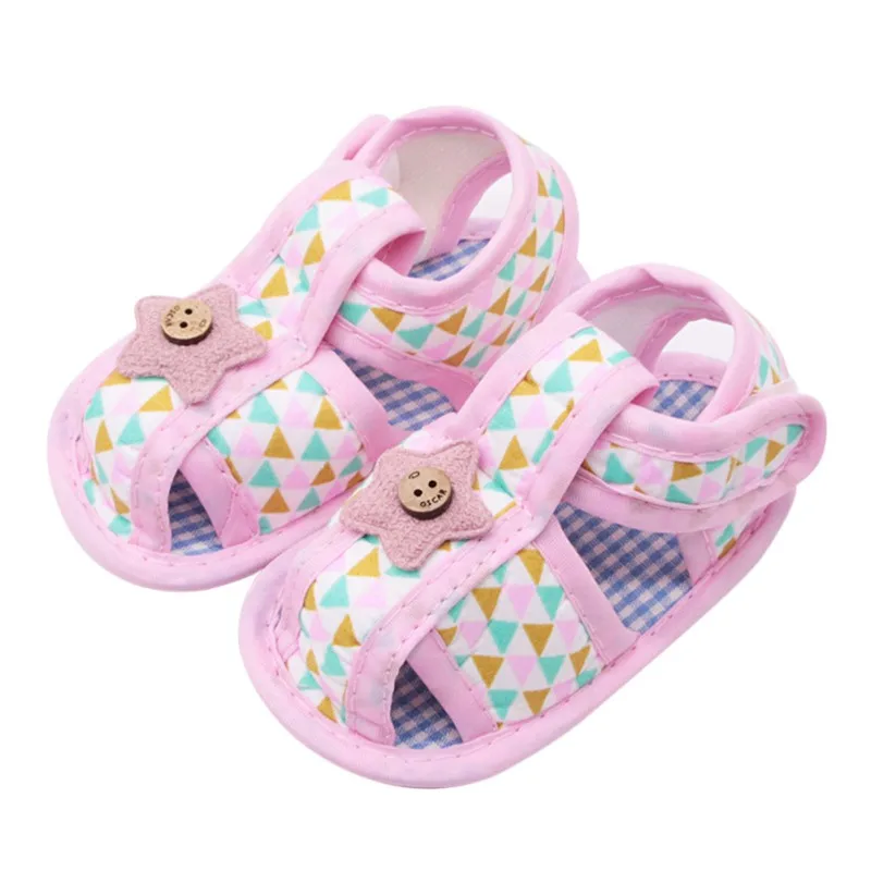 New Summer Canvas Baby Shoes Baby Girl Hollow Plaid Soft-Soled Princess Crib Shoes Star Heart Floral Insert Prewalkers
