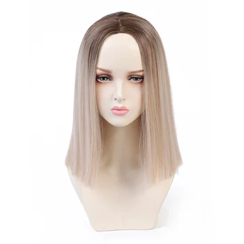 

Synthetic Wig Ombre Middle Parting Straight Bob Wigs For Women Heat Resistant