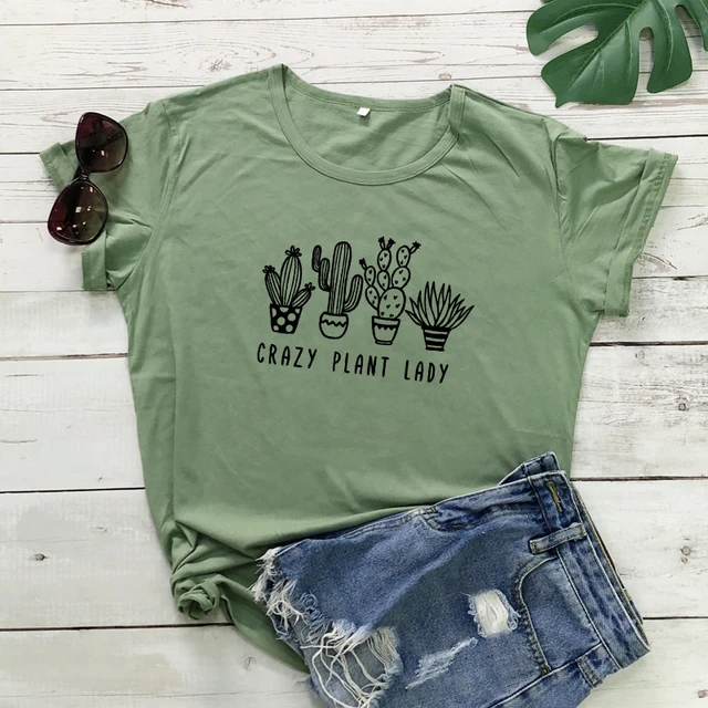 Cute Women Crazy Plant Lady T-shirt Funny 90s Plant Tshirt Casual Summer Sleeve Graphic Gardening Tee Shirt - T-shirts - AliExpress
