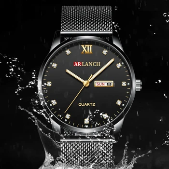 

ARLANCH Mens Quartz Watches Stainless Steel Mesh Strap Business Watch Men Casual Waterproof Male Clock Relogio Masculino