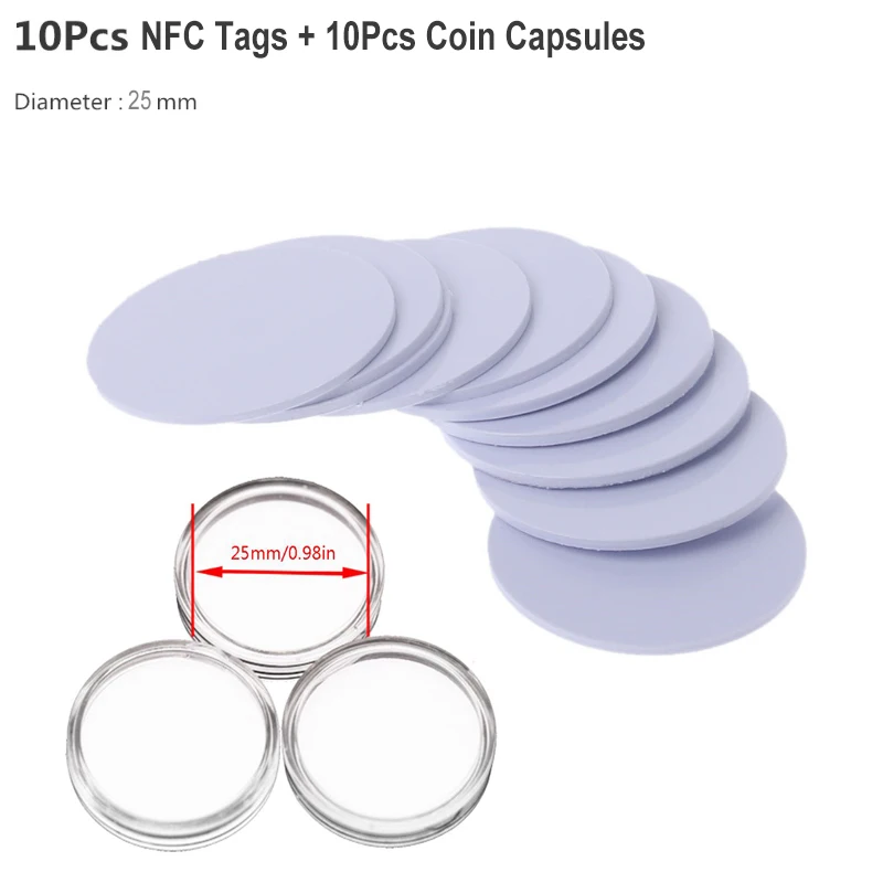 50pcs NFC Cards NFC Tags Ntag215 NFC chip NFC 215 tag rewritable NFC Coin  Cards，RFID Stickers Compatible with Tagmo and NFC Enabled Mobile Phones and