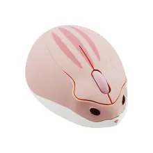 Cute Cartoon Pink Wireless Mouse USB Optical Computer Mini Mouse 1200DPI Hamster Design Small Hand Mice For Girl Laptop