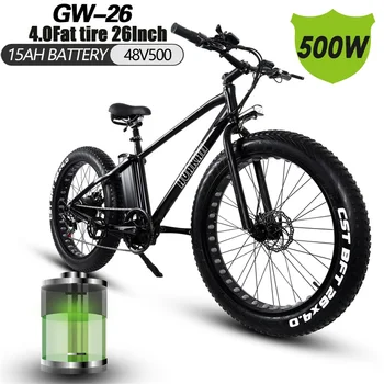 

New Electric Bicycle 26 Inch 48V 15AH Lithium Battery Aluminum Alloy Mountain Beach Bike LCD Display City Ebike Black Style