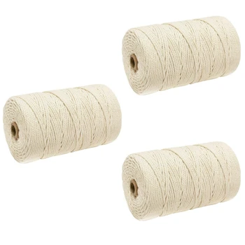 

3Pcs mx200M Macrame Cotton Cord for Wall Hanging Dream Catcher Rope Craft String DIY Handmade Home Decorative Supply
