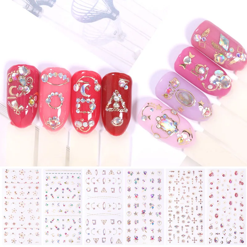 1 лист смешанные узоры Стразы 3D наклейки для ногтей переводные наклейки для ногтей s бумага для маникюра украшения для ногтей DIY дизайн