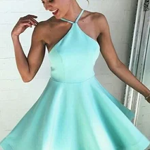 Платье для выпускного вечера атласное сексуальное ТРАПЕЦИЕВИДНОЕ с v-образным вырезом мятно-зеленое короткое коктейльное платье без рукавов платье для выпускного вечера