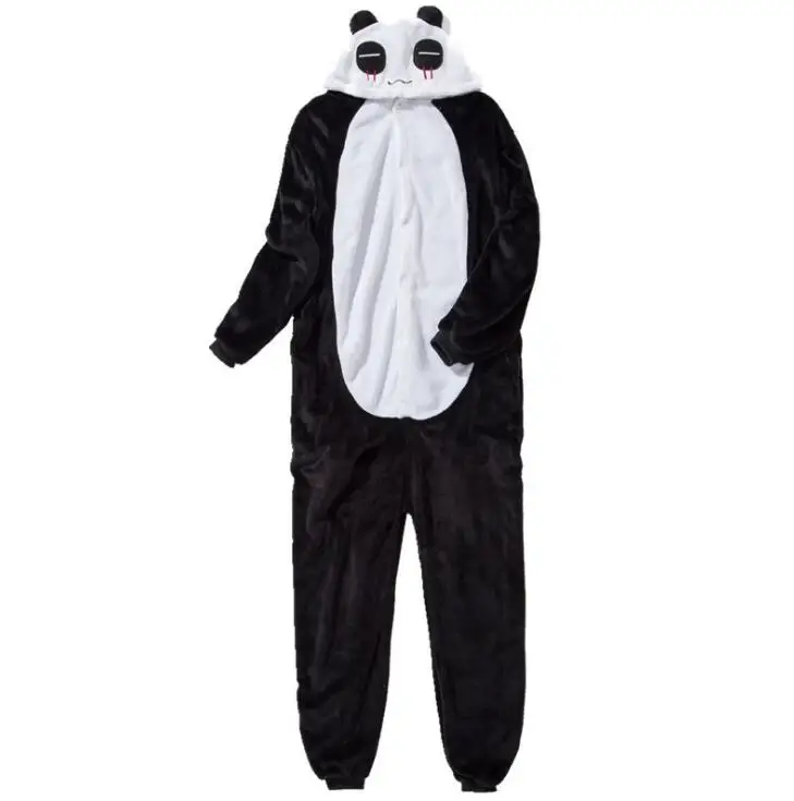 HKSNG Winter Kungfu Panda Onesies Pajamas Flannel Cartoon Animal Halloween Adult Women Costume Sleepwear Kigurumi