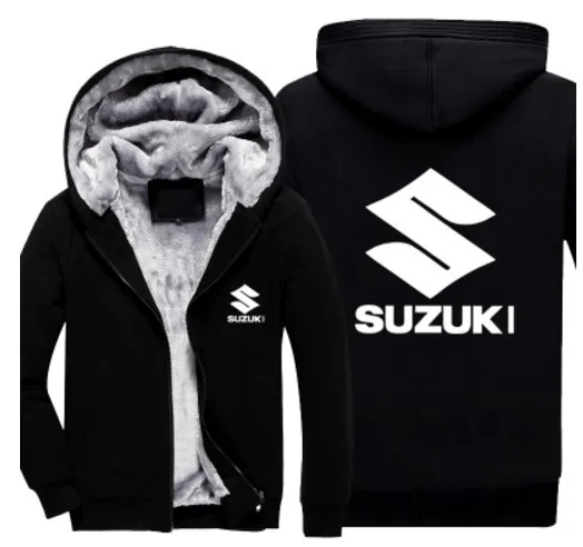 Мужская осенне-зимняя корейская модная толстовка с надписью Suzuki, утолщенная Толстовка для мужчин и женщин, повседневное пальто с капюшоном - Цвет: 1