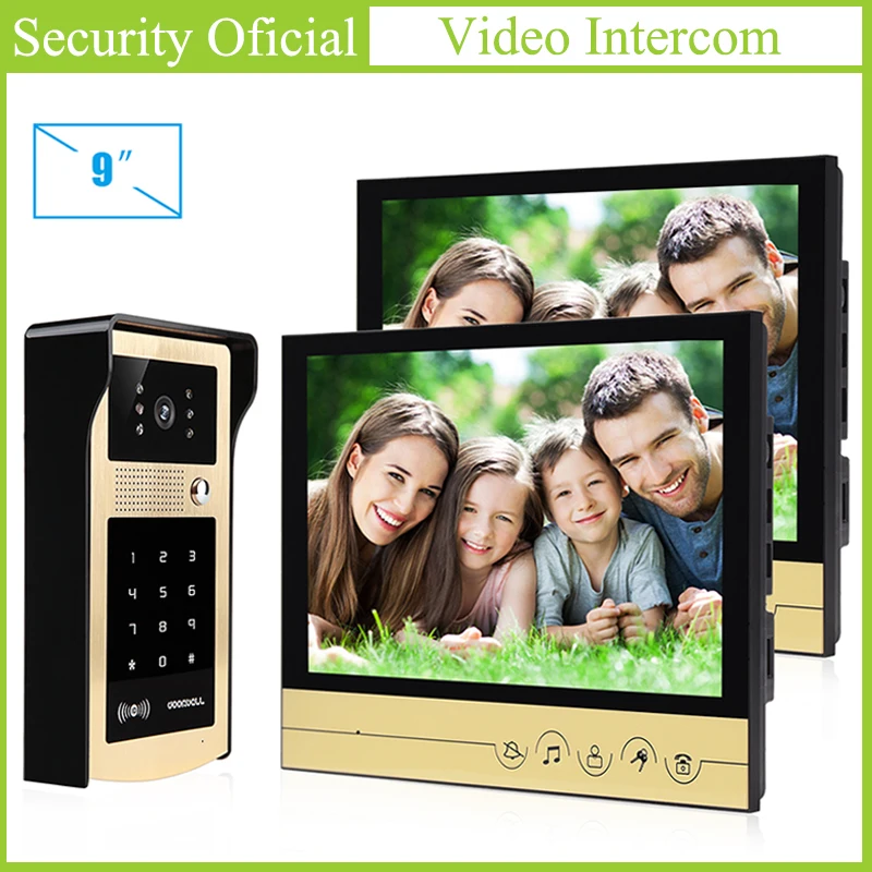 

9 Inch Colour Tft Lcd Wired Doorbell Camera Access Control System Intercom System Door Video Phone Intercom For Multi Apartments