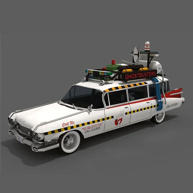 Ghostbusters Car Ecto-1A 1:20 Folding Cutting Mini Handmade 3D Paper Model Papercraft DIY Kids Adult Origami Craft Toys ZX-016 3