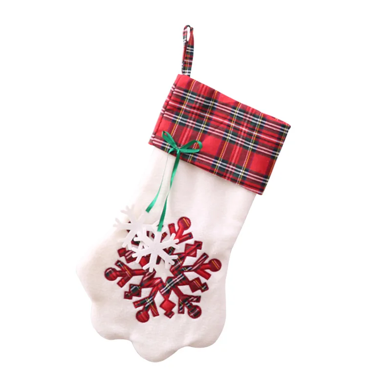 Рождественские носки для чулок, подарочные сумки, держатель для рождественской елки, подвесная подвеска, персонализированное украшение для домашних животных, собак, кошек, лап, новогодние украшения для дома - Цвет: 1PCs 45x20cm