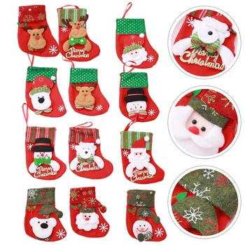 

12Pcs Stocking Gifts Bag Candy Bag Socks Hanging Decor Stocking Bag For Home Store Christmas
