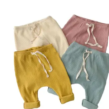 

Kids Baby Pp Pants Toddler Harems Pant Babys Boys Girls Ribbed Leggings Newborn Casual Lace-up Trousers Bottoming Pants