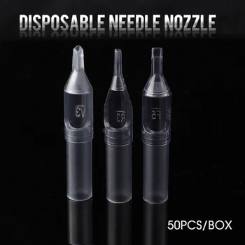 

50Pcs/Box Clear Disposable Tattoo Tips Needle Nozzle Plastic Clear Grey Nozzles Tattoo Accessories Supplies RF/TF/VT For