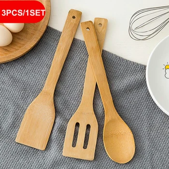 

3PCS/1SET Spatula spoon cooking kitchen utensils high temperature resistant non-stick pan bamboo environmental protection