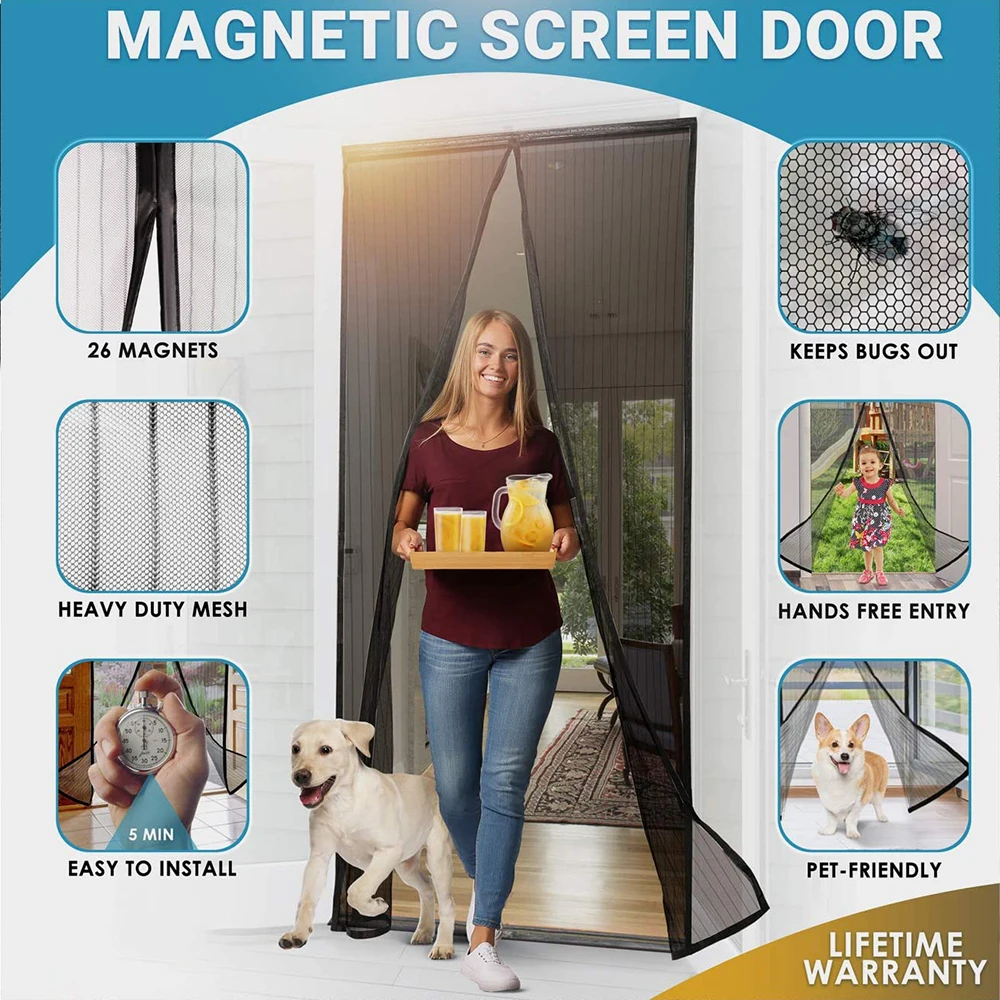 Summer Magnetic Curtains Screen Mesh On The Door Mosquito Net Anti Fly Insect Automatic Closing Size Can Be Customized | Дом и сад