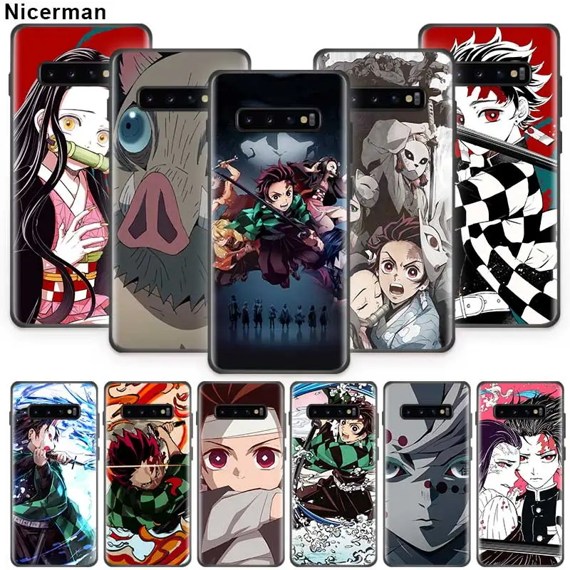

Anime Demon Slayer Kimetsu Case for Samsung Galaxy S10 S8 S9 S7 Plus S10e Note 10 9 8 10Plus 5G Black Silicone Phone Coque Fall