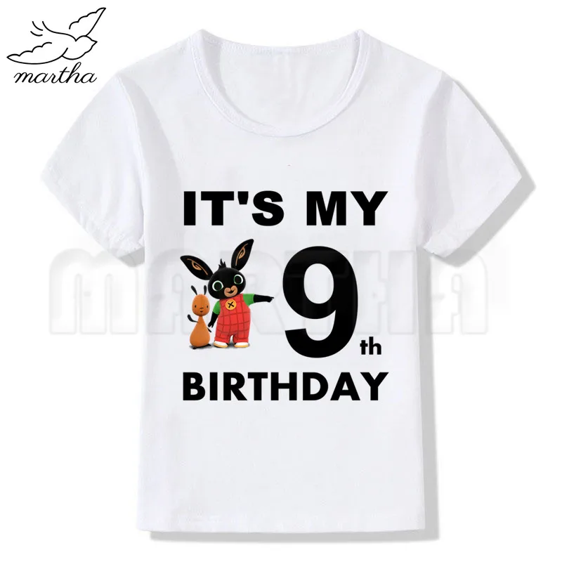 Детская футболка на день рождения для детей, белые футболки с забавным принтом кролика и кролика для девочек, вечерние футболки для девочек - Цвет: WhiteI