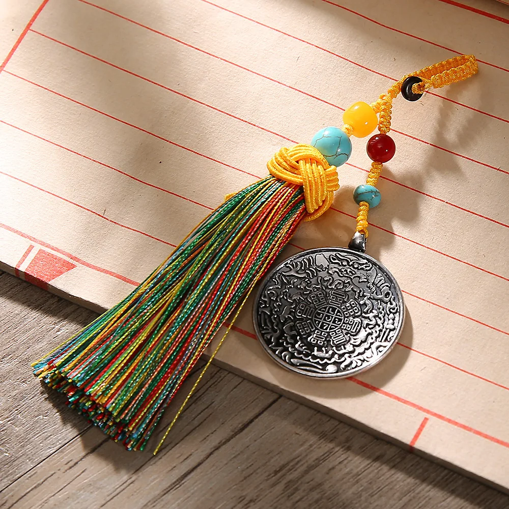 Разноцветная кисточка буддийская цепочка для ключей Поворотное Колесо Jiugong Bagua