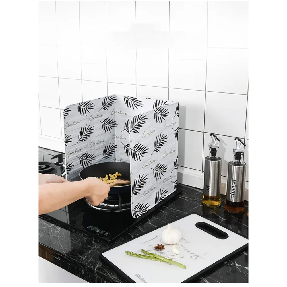 

Kitchen Gadgets 80cm Oil Splatter Leaf Screens Aluminium Foil Plate Gas Stove Splash Proof Baffle Home Kitchen Cooking Tools