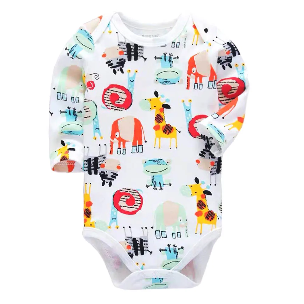 Комбинезон детская одежда с длинными рукавами для новорожденных от 3 до 24 месяцев, хлопок, одежда для маленьких девочек и мальчиков - Цвет: Слоновая кость