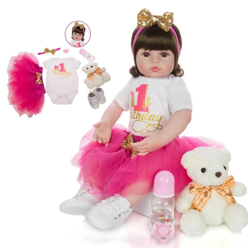 Boneca Reborn Baby girl 24 дюймов мягкая силиконовая виниловая Кукла Прекрасная принцесса Новорожденные реалистичные Bebe куклы Reborn игрушки