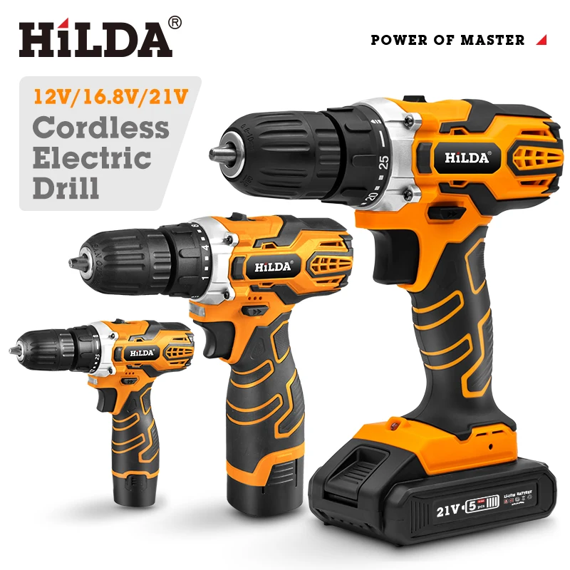 HILDA Cordless Drill Electric Wireless Screwdriver DC Lithium Battery Power Tools | Инструменты