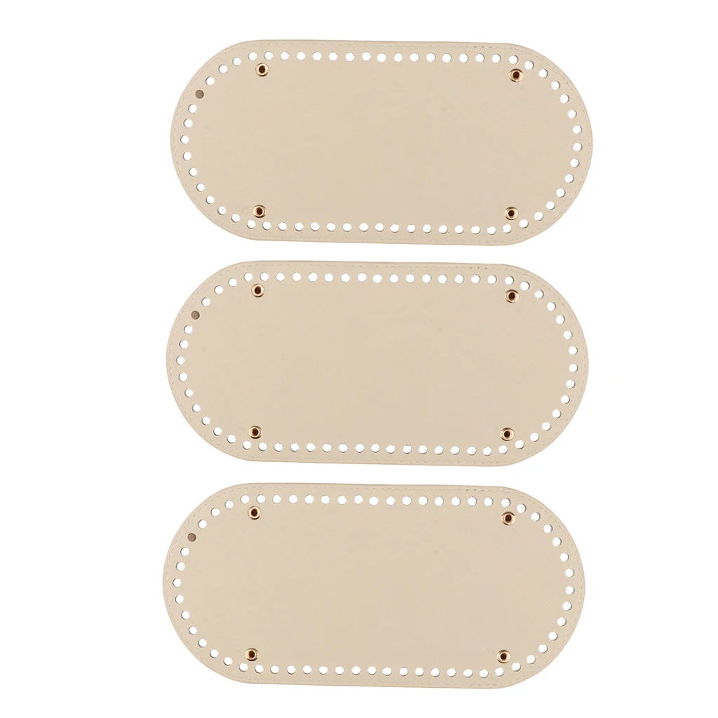 3x Hand-woven Bag Pad Accessories Tote Bottom Insert Pet Bags Cushion Beige