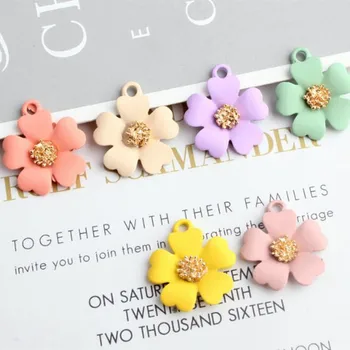

Alloy Painting Colorful Flower Charm For DIY Jewelery Making Crafting Earring/Necklace/Bracelet Pendant 5pcs y1521 19X21MM