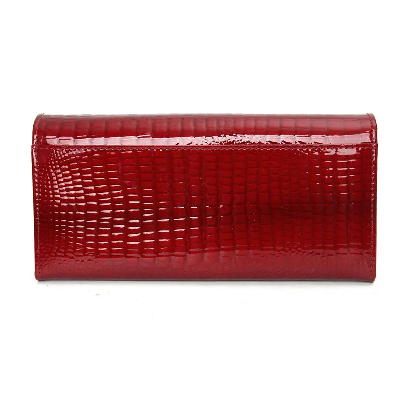 Koop Lange Portemonnee Vrouw Echt Leer Vrouwen Portefeuilles Rode Dames Portemonnees Luxe Merk Vrouwelijke Geld Zak