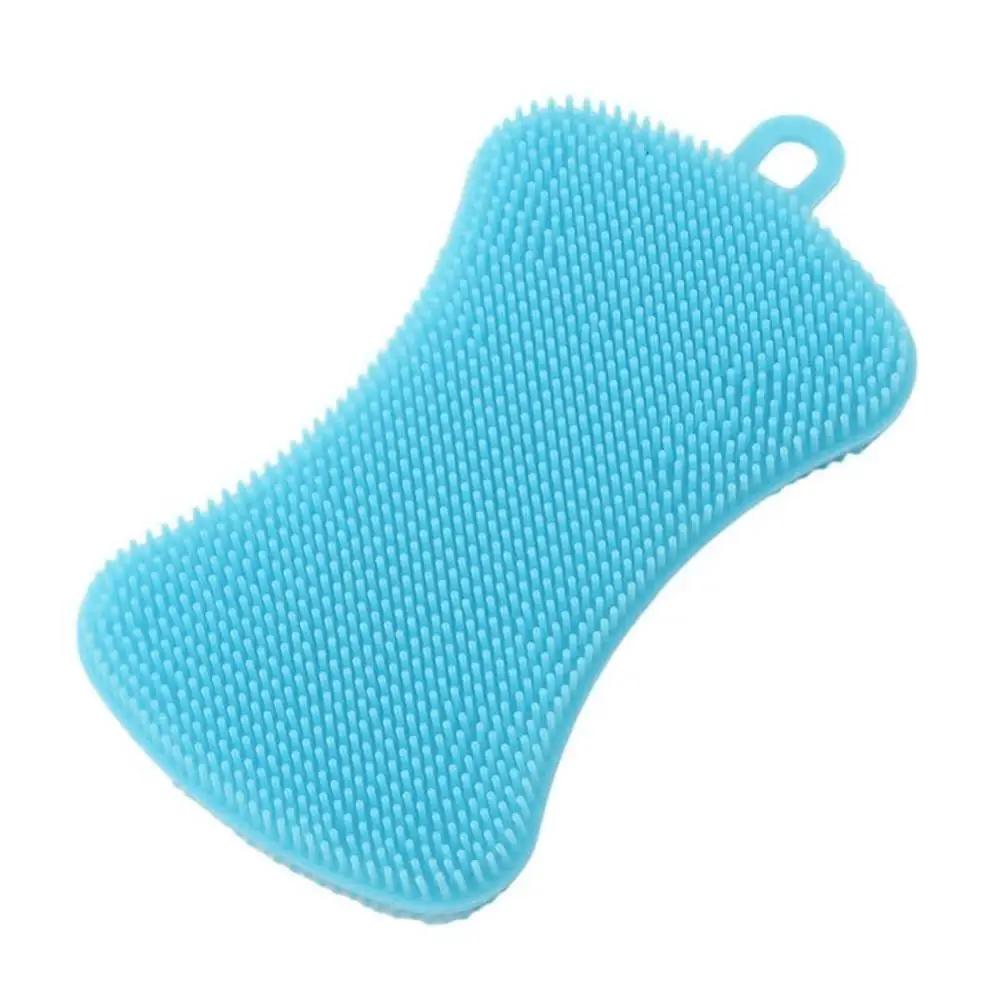 Синий 1/3/4pcs Kitchen Cleaning Brush Silicone Dishwashing Brush Pot Pan Sponge Scrubber Fruit Vegetable Dish Washing Cleaning Brushes - Цвет: Синий