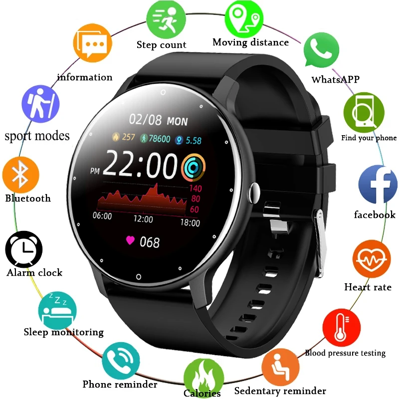 PROD 1005003446758856 New Smart Watch Men And Women Sports watch Blood
pressure Sleep Monitoring Fitness tracker Android ios pedometer
Smartwatch