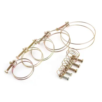 Kaufen 10 Stücke Doppel Draht Schlauch Klemme Edelstahl Runde Rohr Clamp Metall Spannung Gewächshaus Frühling Schellen Clip