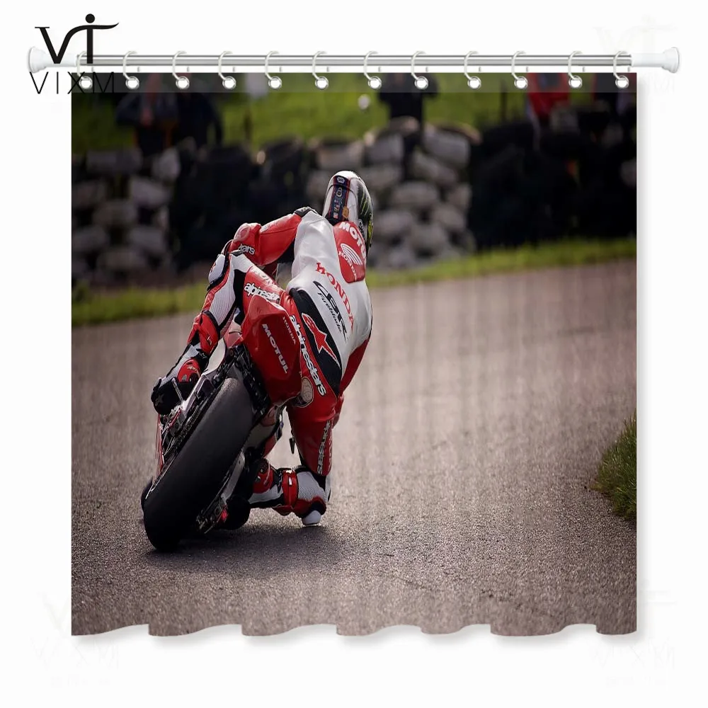 Мотоциклетная 3d занавеска для душа Водонепроницаемая эко-freindly Isle of Man TT мотоциклетная гоночная занавеска для ванной комнаты с крючками