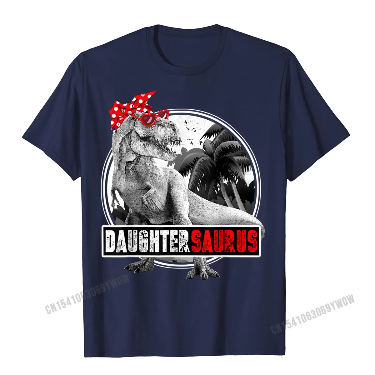 Funky Customized Unique Tshirts O Neck Pure Cotton Men Tees Short Sleeve Mother Day Unique Tops & Tees Wholesale Daughtersaurus T-Rex Daughter Saurus Dinosaur Girl T-Shirt__582 navy