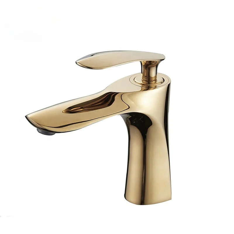 

New Design Deck Mounted Brass Golden Basin Cold Hot Water Taps Single Lever Gold Bathroom Faucets Mixers GF234