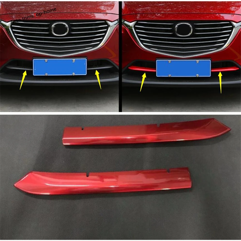 

Yimaautotrims Front Face Grille Grill Protection Panel Cover Sequins Trim 2 Pcs Fit For Mazda CX-3 CX3 2016 2017 2018 2019 ABS