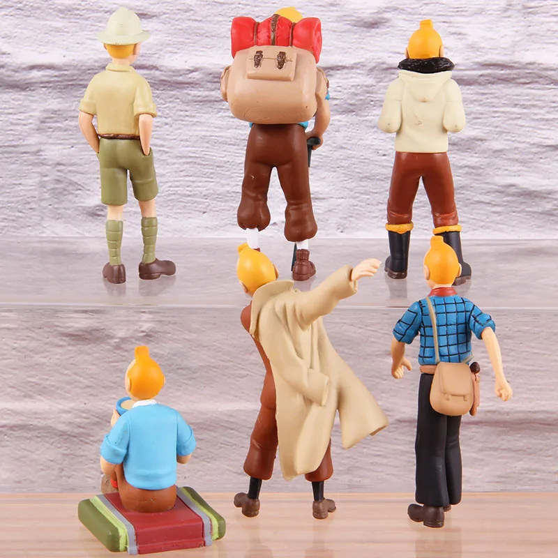 Ceny Cyna cyna przygody Tintin pcv kolekcjonerska figurka klasyczny Anime model z kreskówki zabawki 6 sztuk zestaw
