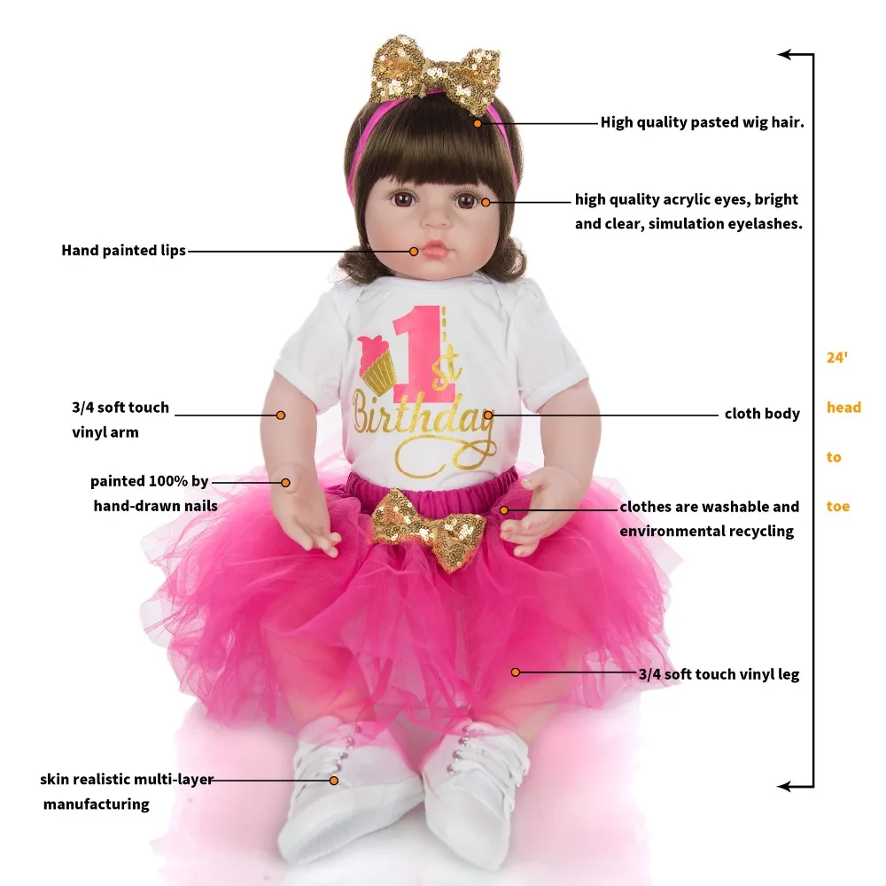 KEIUMI Baby Reborn princess Мягкие силиконовые куклы Reborn Baby подарки на день рождения 60 см мягкие настоящие Игрушки для малышей