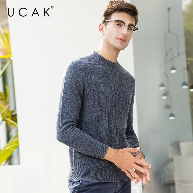 Blog UCAK Brand Pure Merino Wool Sweater Men Pull Homme Casual O-Neck Pullover Men Clothes Autumn Winter Warm Cashmere Sweaters U3075