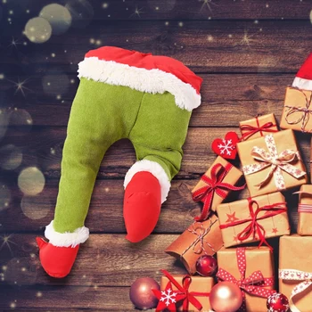 

Christmas Carnival Party Decoration Elf Leg Plush Leg Props Green Christmas Doll Window Christmas Tree Decorations